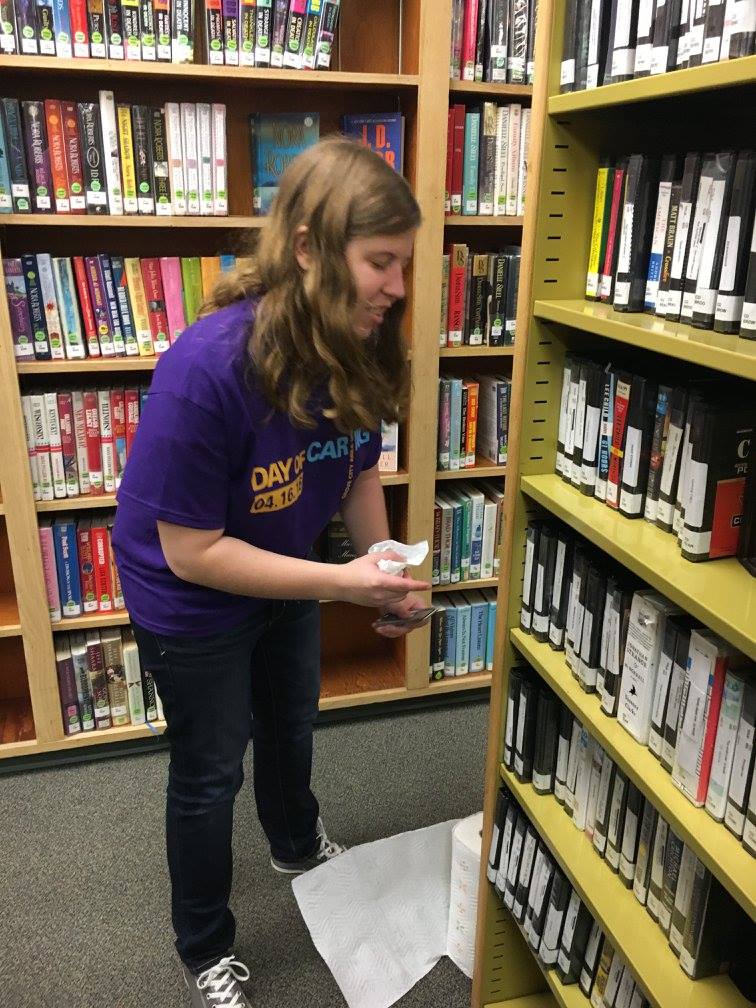 Cleaning at the Grove City Community Library