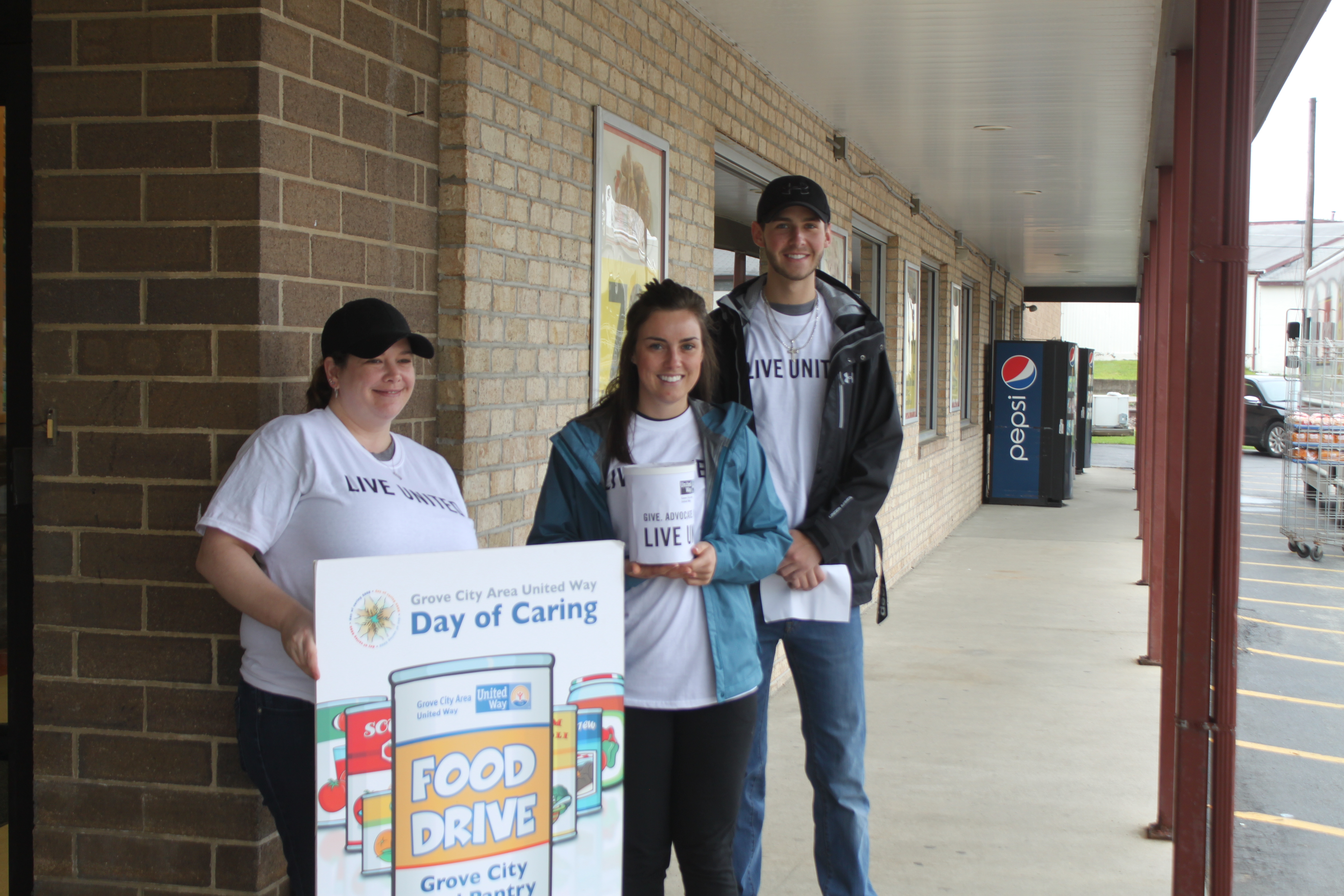 The North Face employees helped with a food drive to benefit the GC Community Food Pantry